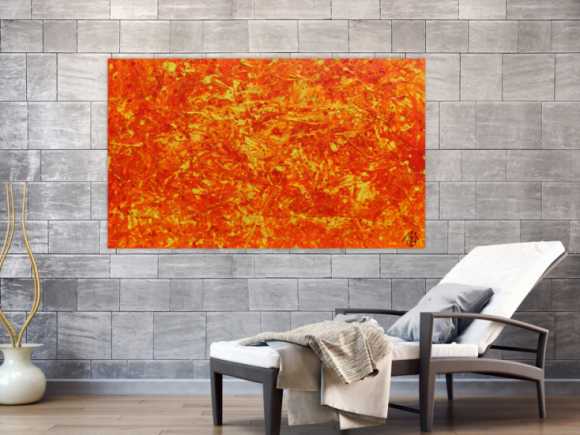 Modernes abstraktes Acrylbild in orange