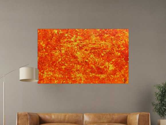 Modernes abstraktes Acrylbild in orange