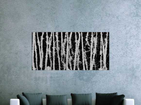 Abstraktes Acrylgemälde in schwarz weiß schlicht modern