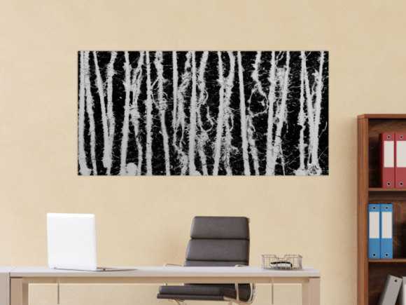 Abstraktes Acrylgemälde in schwarz weiß schlicht modern