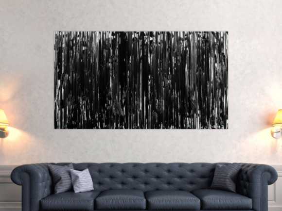 Modernes Acrylgemälde schlicht abstrakt in schwarz weiß