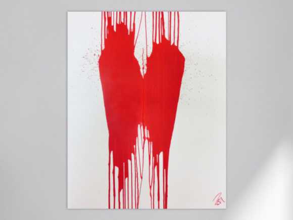 Minimalistisches Acrylbild Gemälde modern abstrakt rot weiß