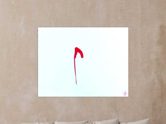 Sehr minimalistisches abstraktes Gemälde Acrylbild modern zeitgenössisch rot weiß