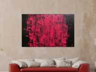 Abstraktes Acrylbild modern minimalistisch in schwarz und pink