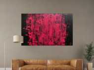 Abstraktes Acrylbild modern minimalistisch in schwarz und pink