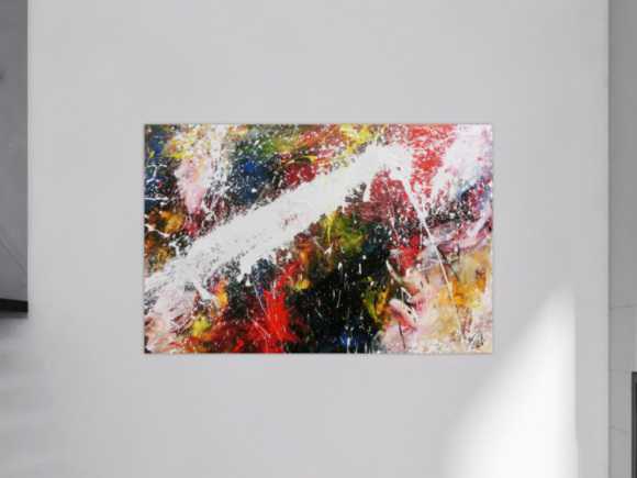 Abstraktes Acrylbild bunt modern Splashstyle Action Painting