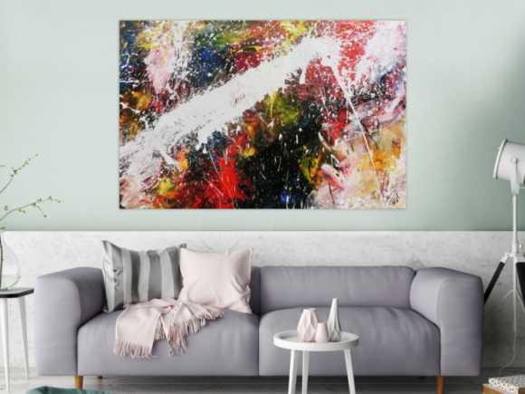 Abstraktes Acrylbild bunt modern Splashstyle Action Painting