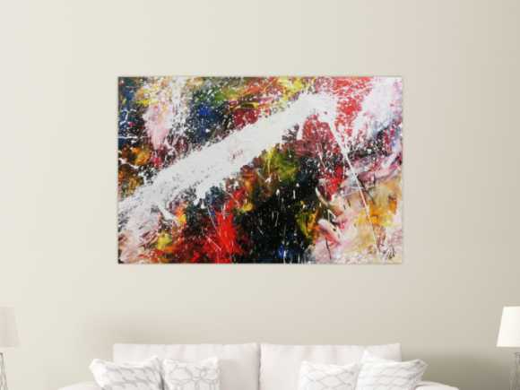 Abstraktes Acrylbild bunt modern Splashstyle Action Painting