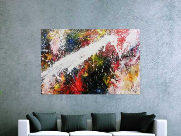 Abstraktes Acrylbild bunt modern Splashstyle Action Painting