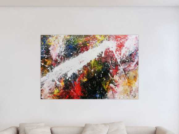 Abstraktes Acrylbild bunt modern Splashstyle Action Painting