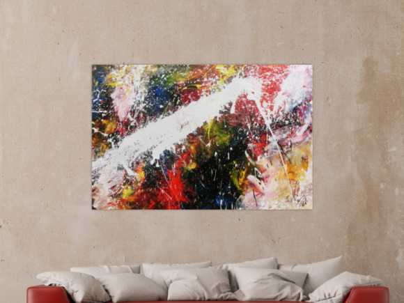 Abstraktes Acrylbild bunt modern Splashstyle Action Painting