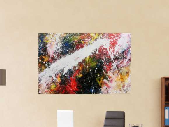 Abstraktes Acrylbild bunt modern Splashstyle Action Painting