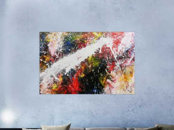 Abstraktes Acrylbild bunt modern Splashstyle Action Painting