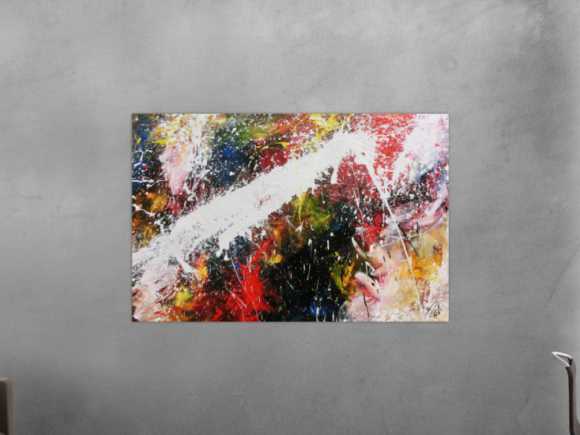 Abstraktes Acrylbild bunt modern Splashstyle Action Painting