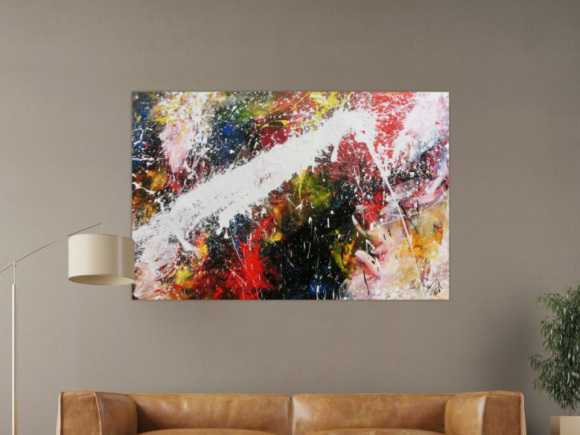 Abstraktes Acrylbild bunt modern Splashstyle Action Painting