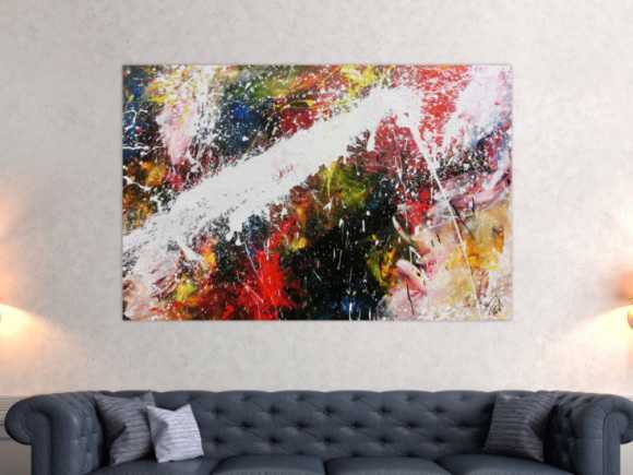 Abstraktes Acrylbild bunt modern Splashstyle Action Painting