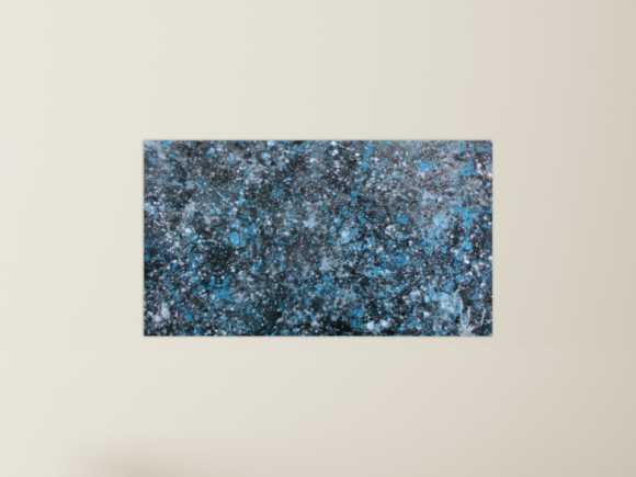 Modernes Gemälde abstraktes Acrylbild blau türkis mit glitzer und silber