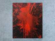 Abstraktes Bild rot schwarz minimalistisch Actionpainting Spritzer Blut