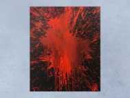 Abstraktes Bild rot schwarz minimalistisch Actionpainting Spritzer Blut