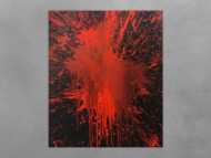 Abstraktes Bild rot schwarz minimalistisch Actionpainting Spritzer Blut