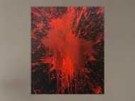 Abstraktes Bild rot schwarz minimalistisch Actionpainting Spritzer Blut